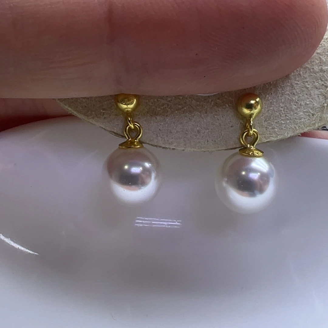 银S925镶嵌耳饰淡水珍珠