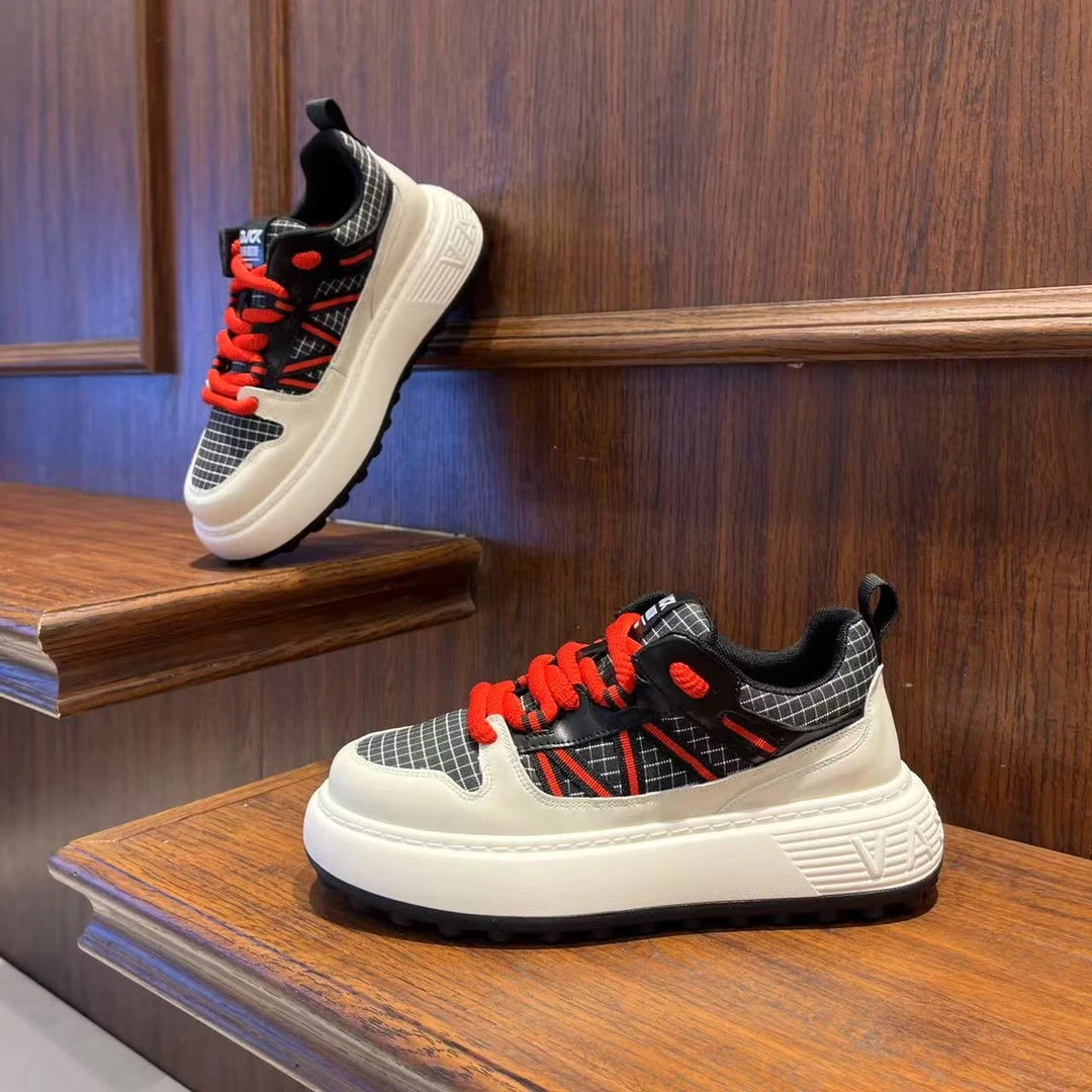 男鞋2025春季时尚潮流小众厚底潮鞋增高百搭韩版低帮系带男生鞋子