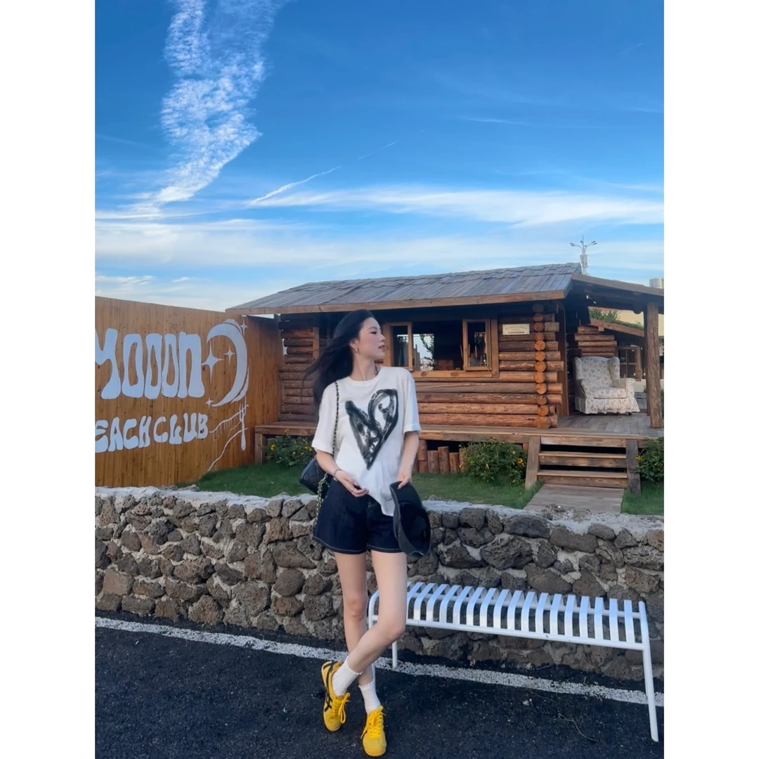 48H长腿精/加长复古白色明线原牛色高腰a字版短裤女 SU165