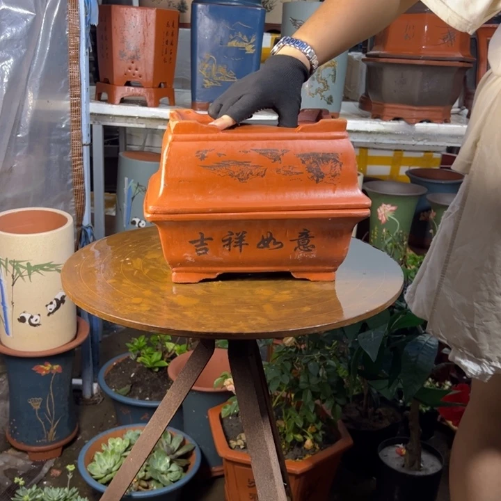 宜兴紫砂花盆26+26红马槽