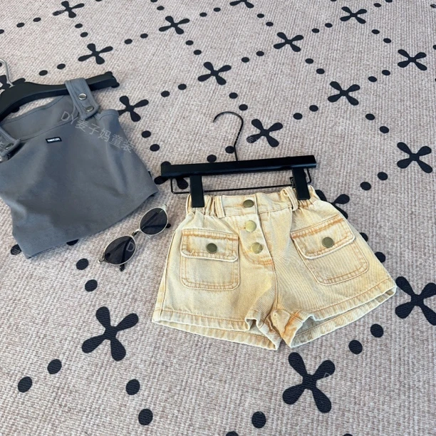 现货MZ.儿童夏季定款款辣妹短款高腰休闲短裤1706