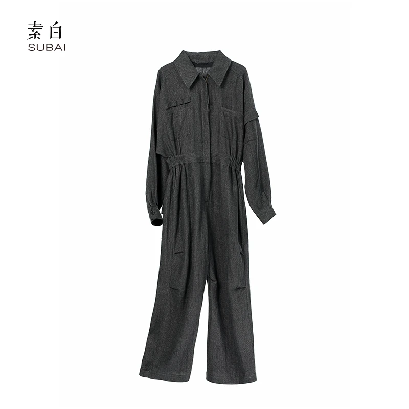 素白马乖【唯一】S01751肌理感连体裤气质显瘦休闲百搭连体裤