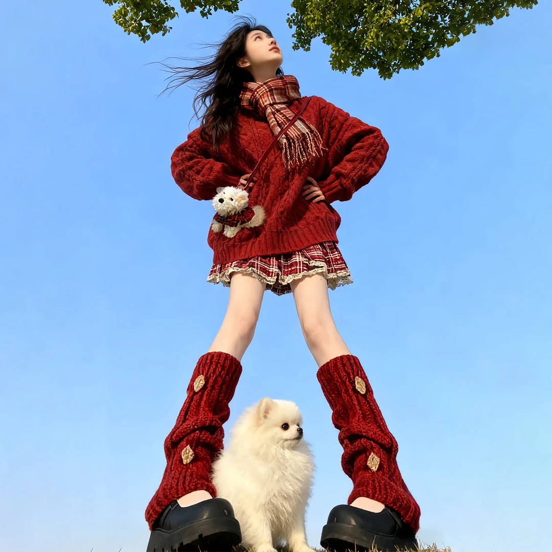 圣诞新年战袍红色针织毛衣套装连衣裙子女秋冬2025新款短裙一整套