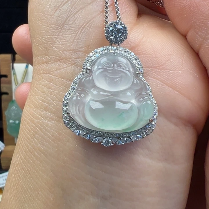 石英质玉银S925镀金镶嵌吊坠(不含链)