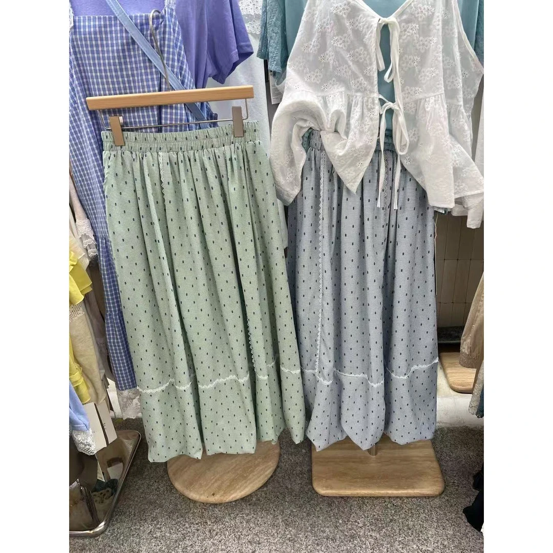 叨叨推荐款 MX#15655#点点格子半裙 FL