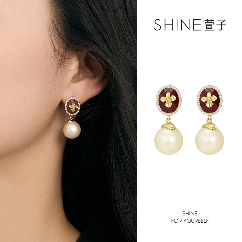 萱子 合金耳饰 SHINE 馥桂拿铁系列哑光时尚复古小众气质耳环