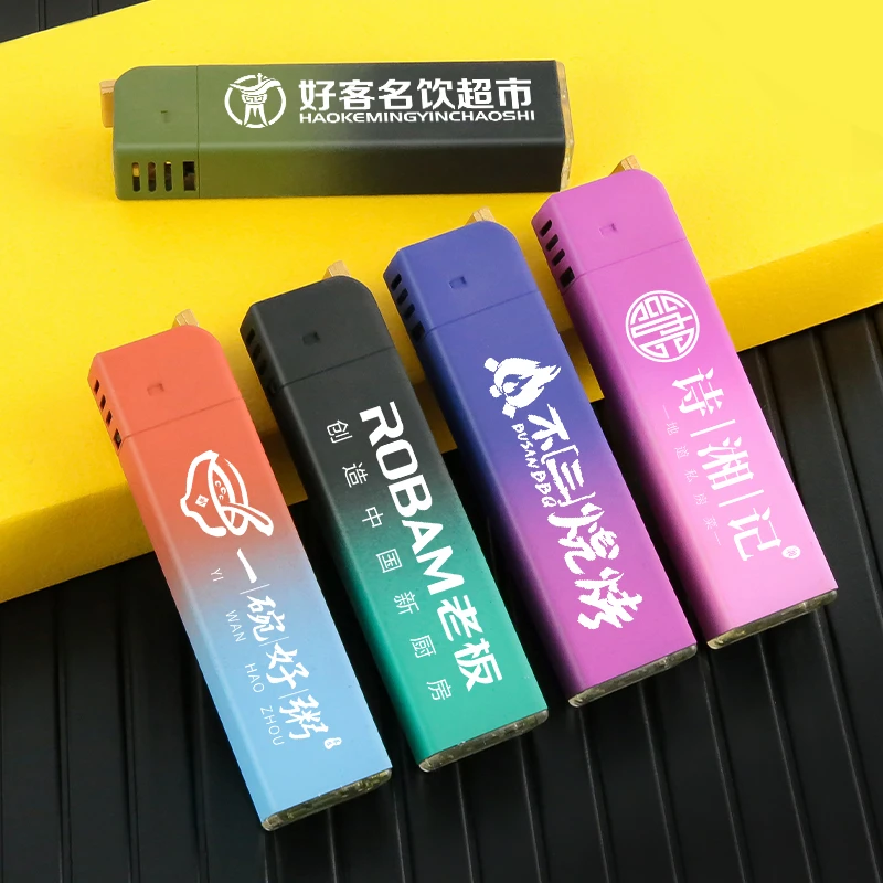 JINYUAN/锦元金属方条防风打火机可充气定制直冲蓝焰