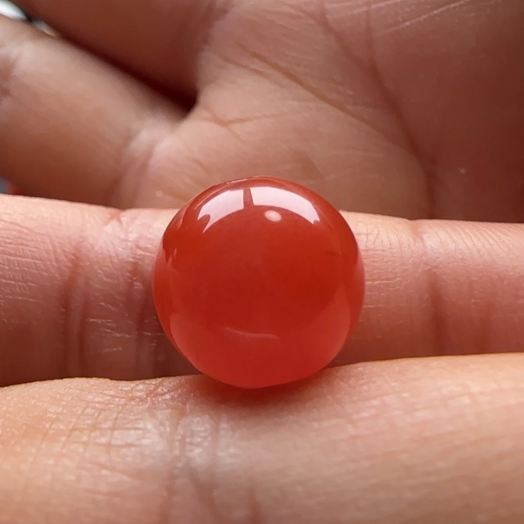 健***南红玛瑙圆珠11.6未镶嵌皮裂 孔马牙
