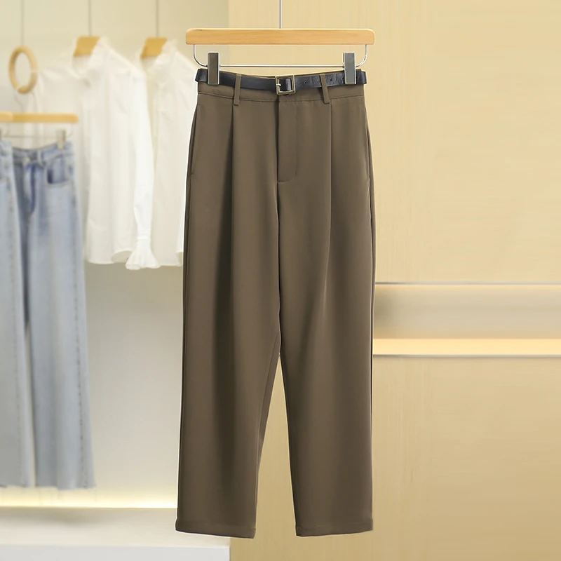 伍莎服饰云仓【穆】基础款质感修身小脚休闲西装裤新款