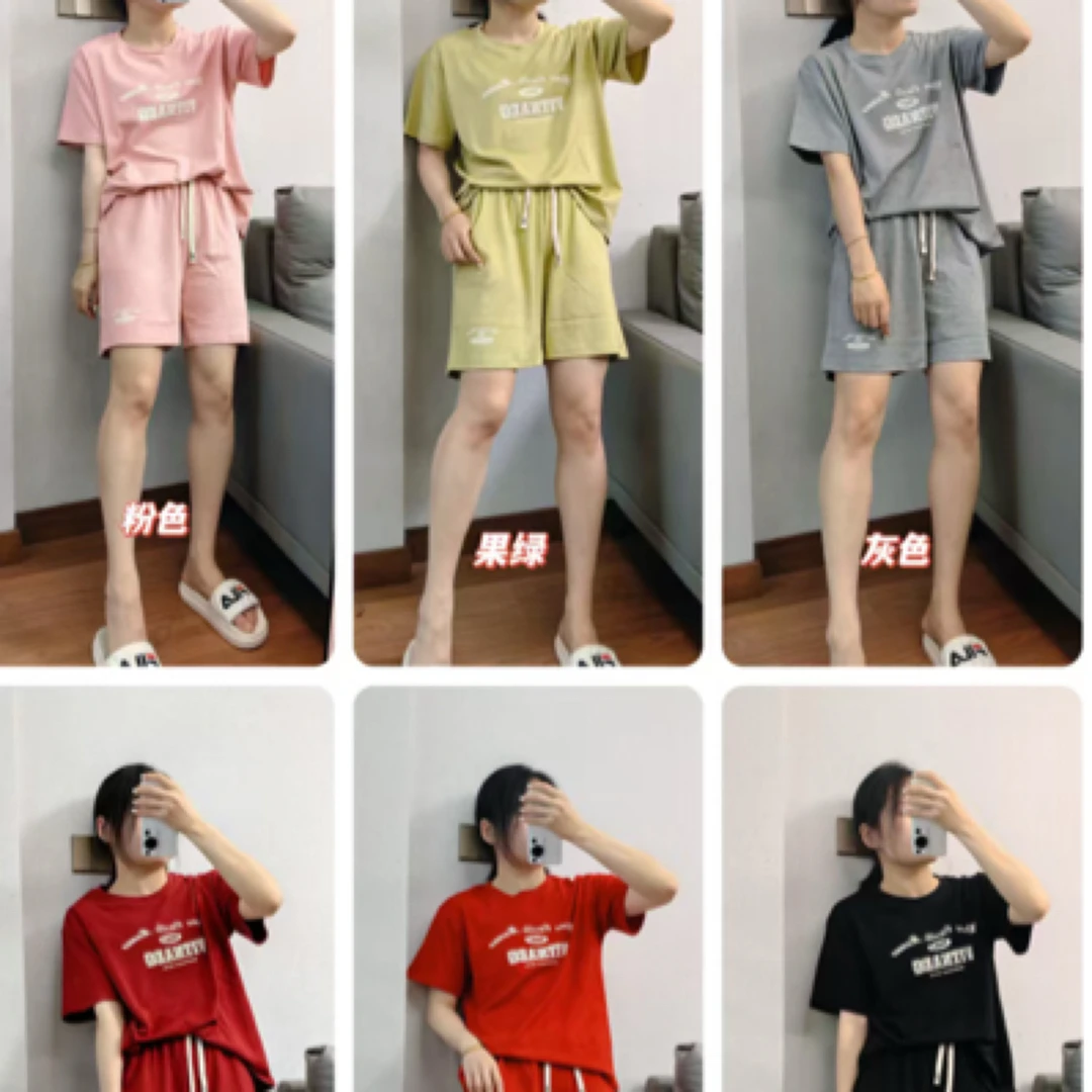 爆款优质超舒适男女6色短裤套装2513