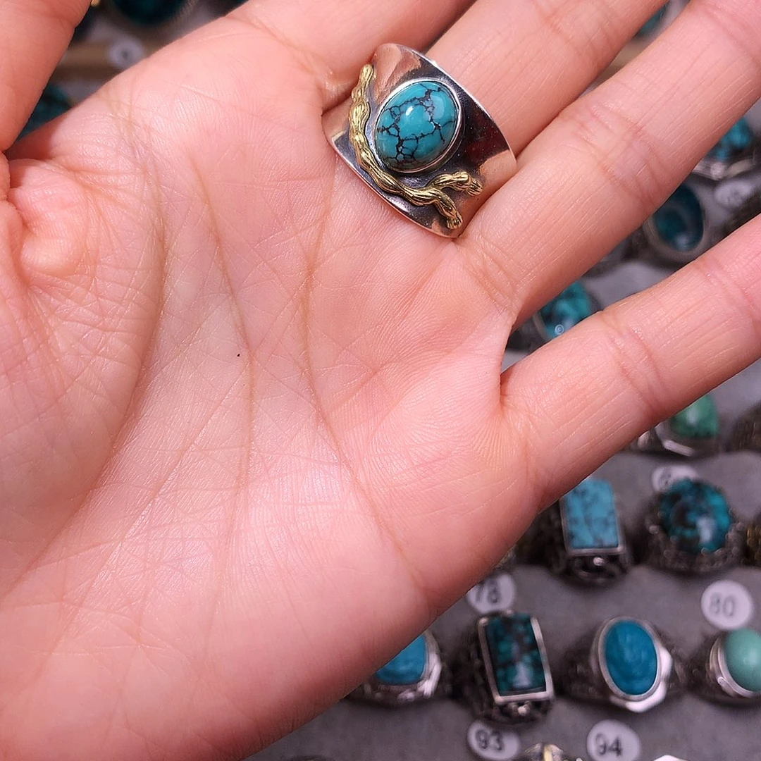 绿松石挂件银S925镶嵌