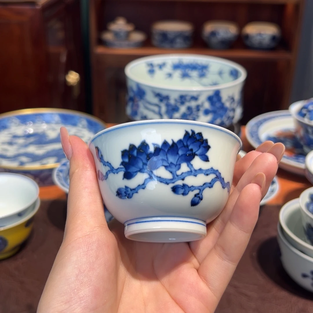 青花雯华堂手绘杯杯