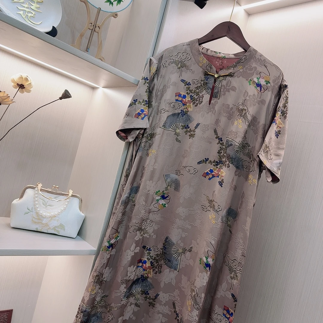 扇舞-2025新中式中国风夏季复古改良旗袍显瘦连衣裙