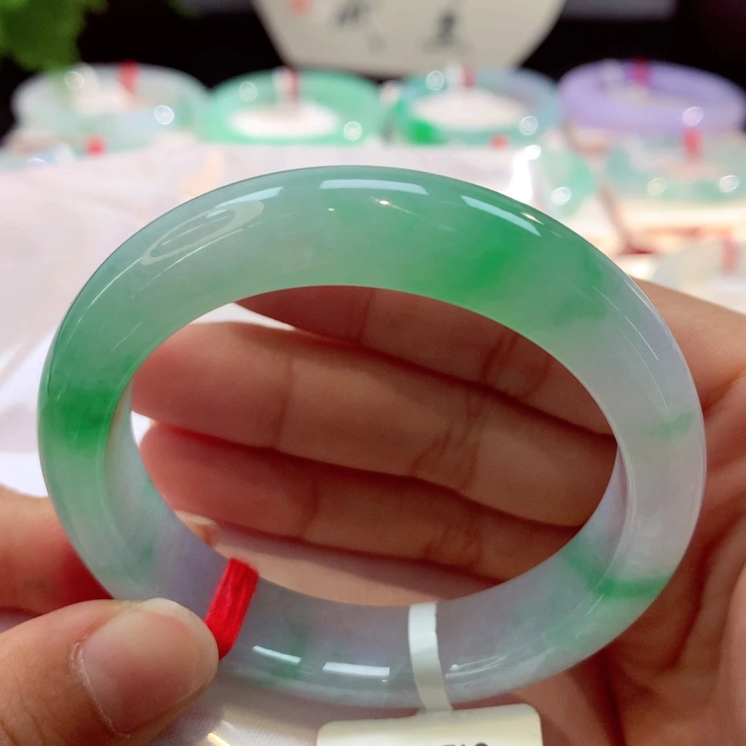 未镶嵌手镯翡翠冰飘阳绿人间富贵花68-29