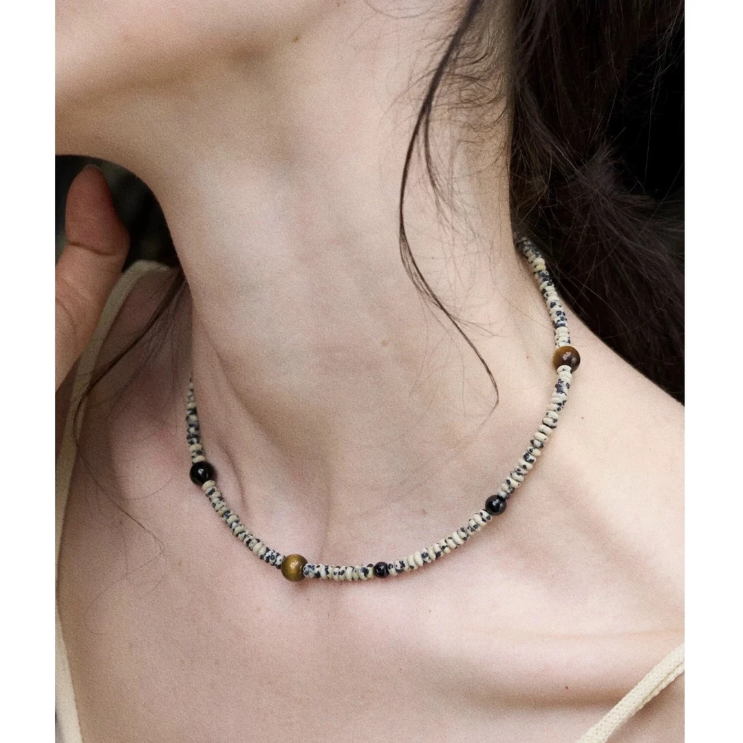 钛钢仿水晶项链 小众设计高级感拼色百搭项链气质不挑人锁骨链