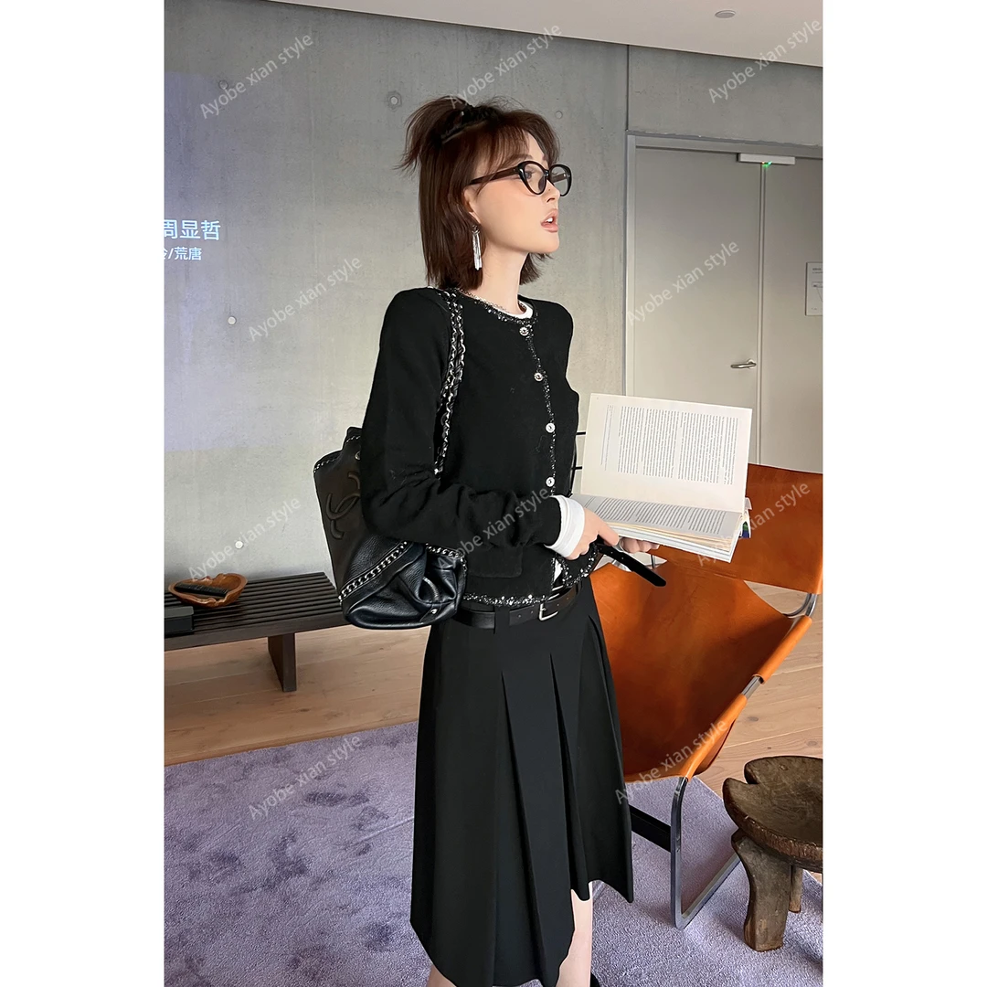 【AYOBE】小贤   高智轻奢时髦富家千金气质小香针织开衫外套