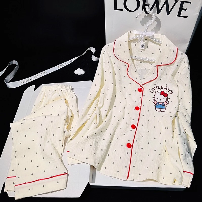 儿童睡衣12-16岁女童春秋季长袖公主KT猫新款初中生女孩家居服