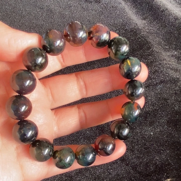 琥珀未镶嵌裸石缅甸海藻溶洞手串