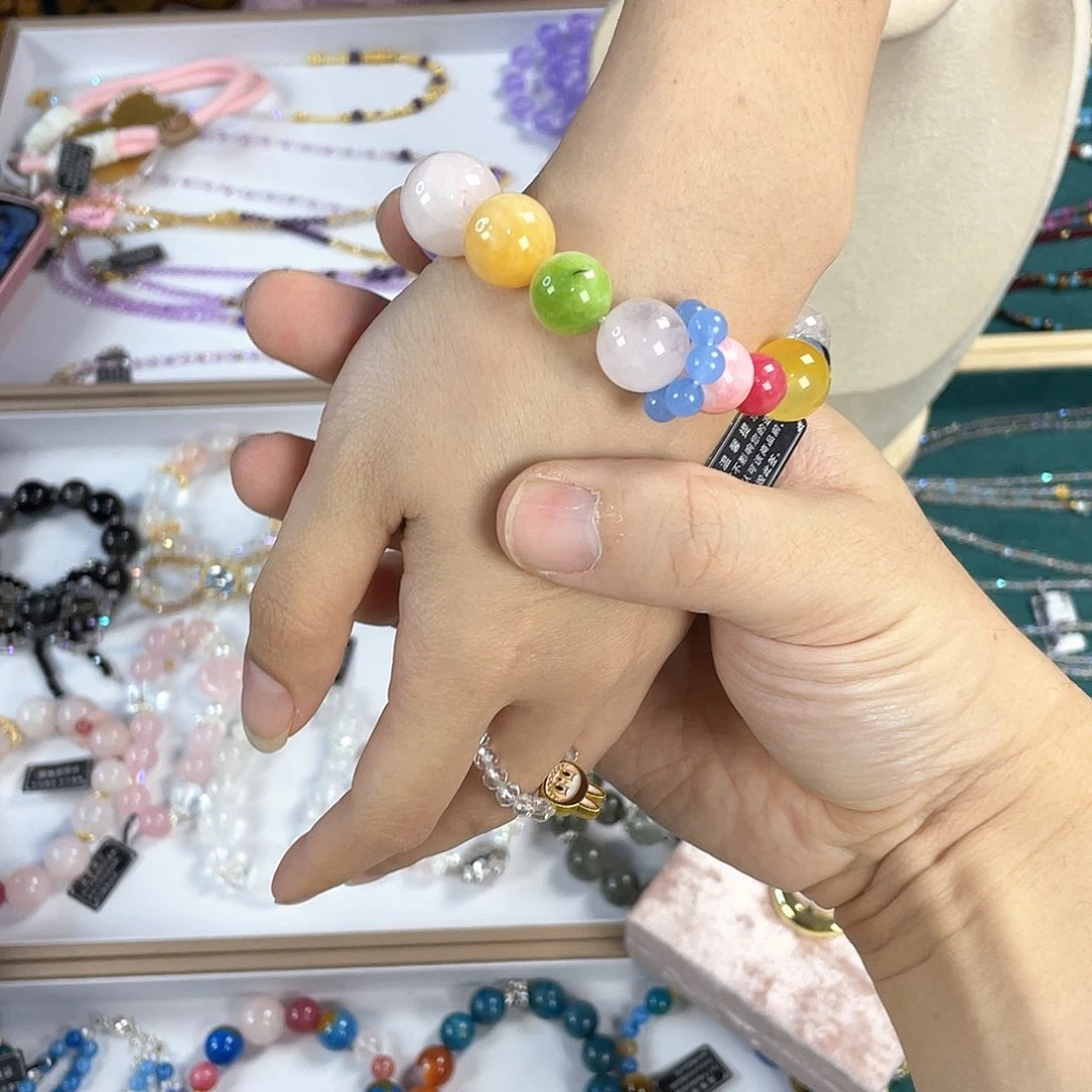 水晶手链银S925镀金镶嵌