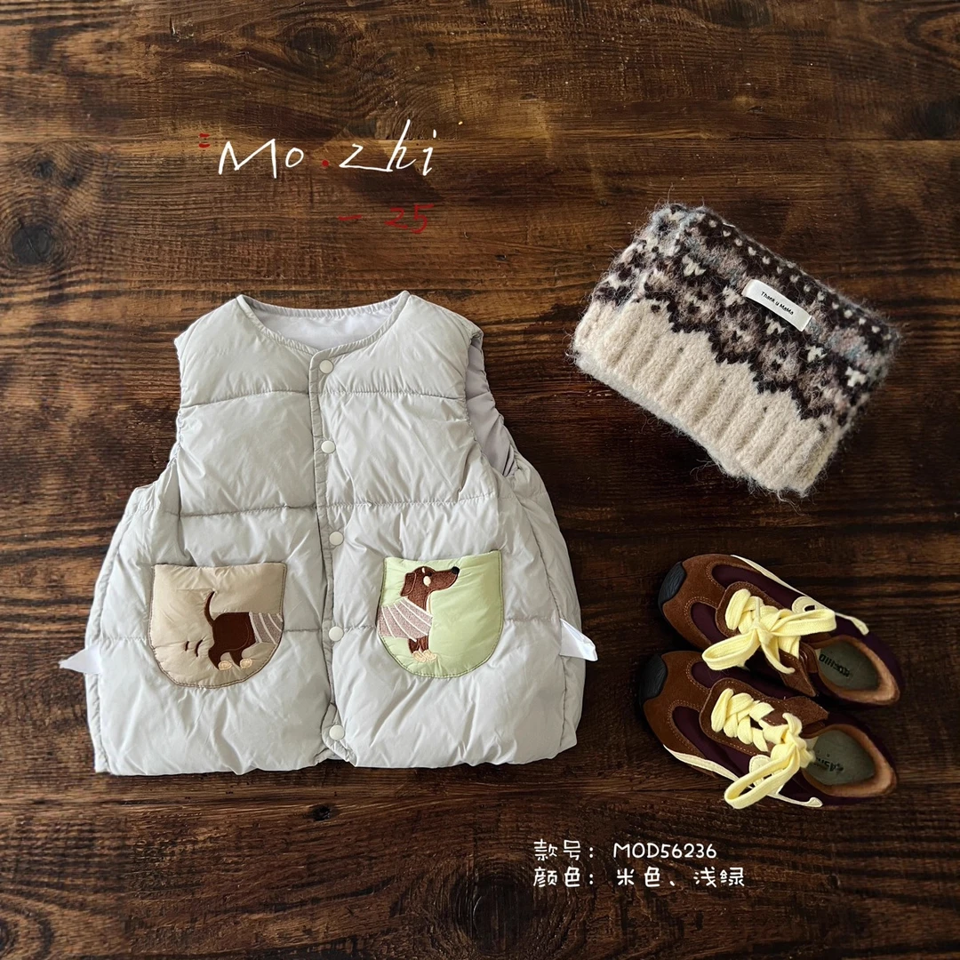 冬季新款羽绒马甲童装宝宝羽绒口袋狗羽绒服外套马甲6236