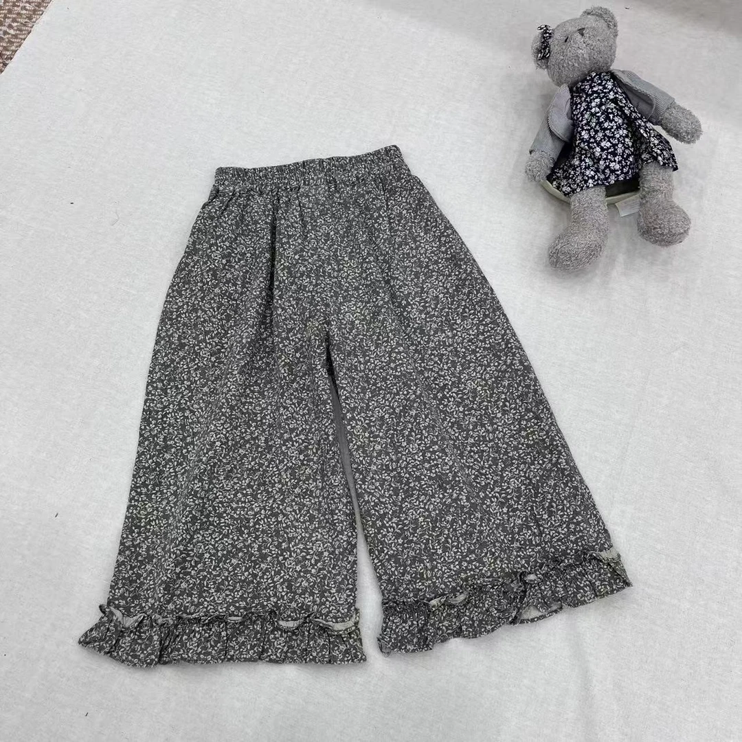 〖姐姐家〗2025夏款儿童木耳花边碎花休闲九分裤263576 26655