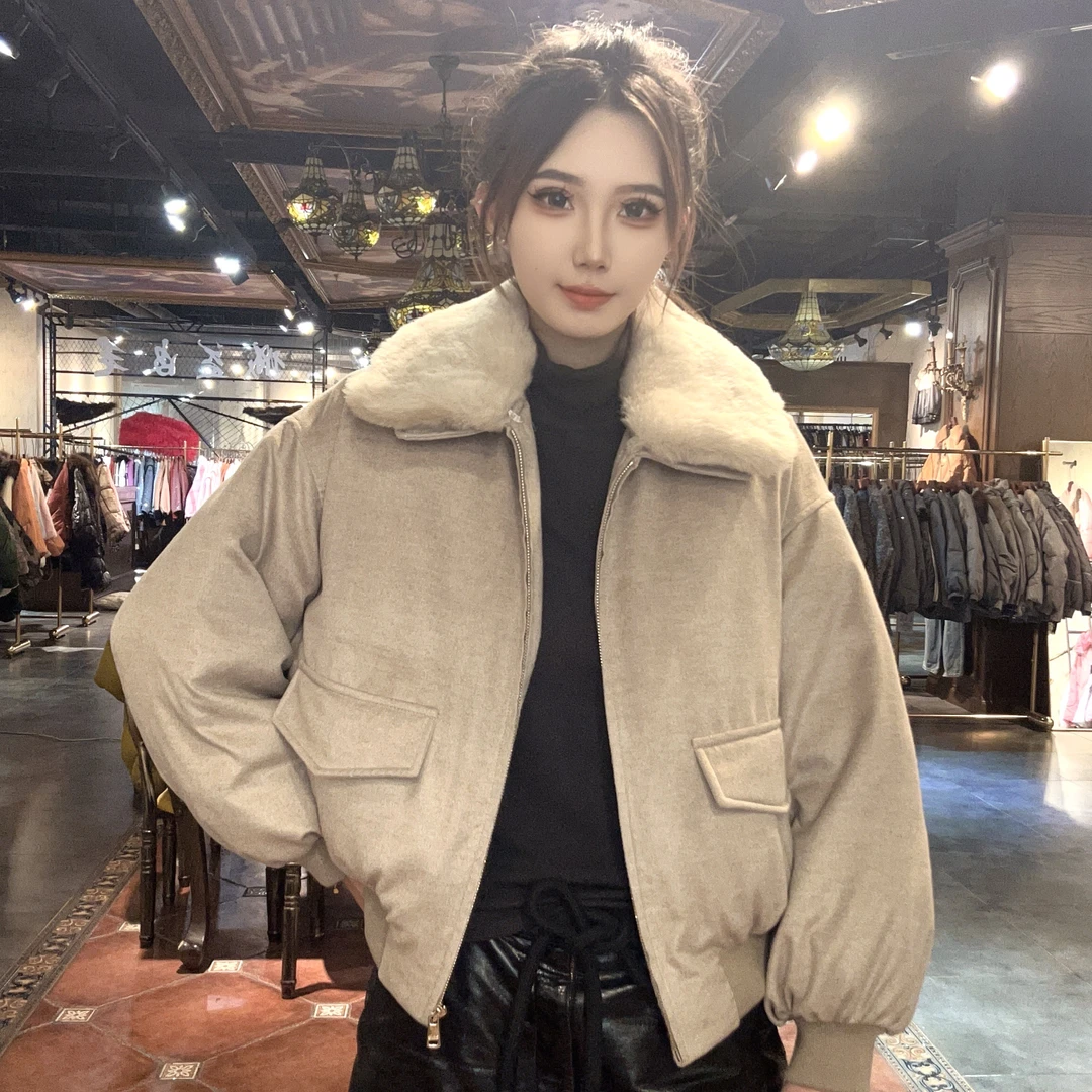 【CC 83531-E】 2025新款冬季时尚百搭鹅绒配皮毛一体高级感羽绒服