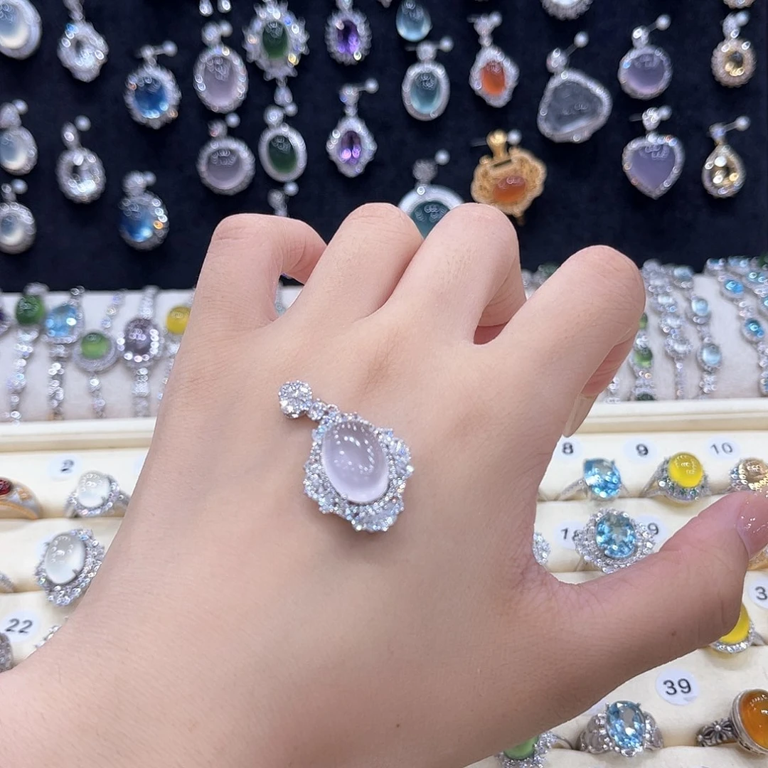 岫玉银S925镶嵌吊坠一****想