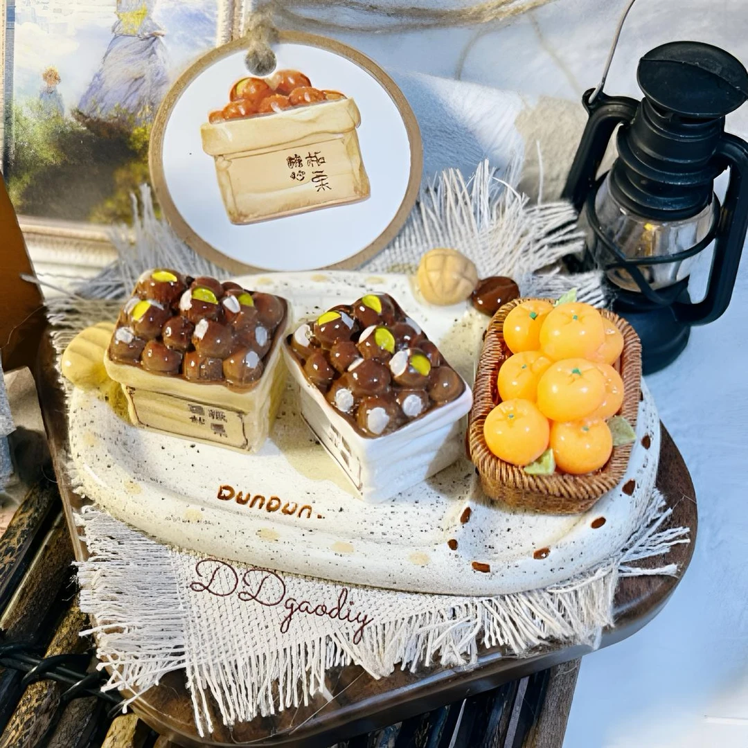 老式【蜜汁糖炒板栗】顶顶糕diy树脂食玩微缩玩具摆件