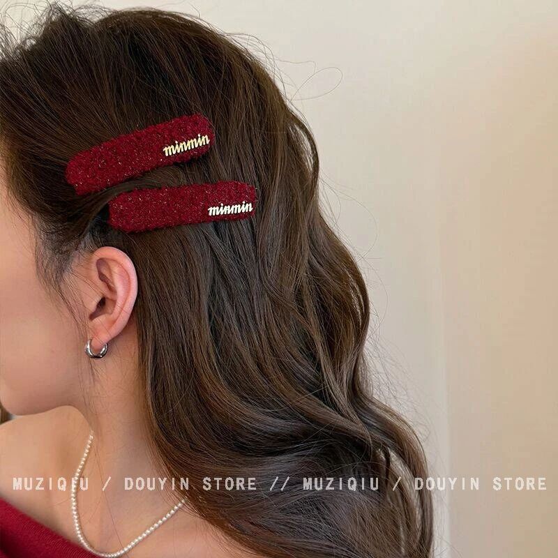 木子秋高级感新年红字母刘海bb夹精致优雅复古气质时尚简搭碎发夹