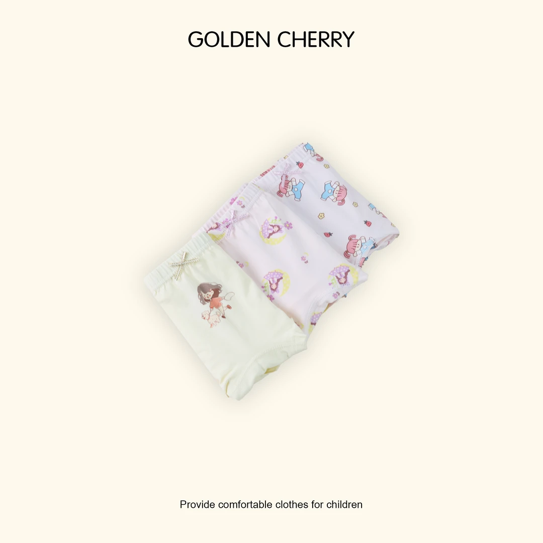 【金樱桃 Golden cherry】儿童柔软舒适平角裤内裤(三条装)