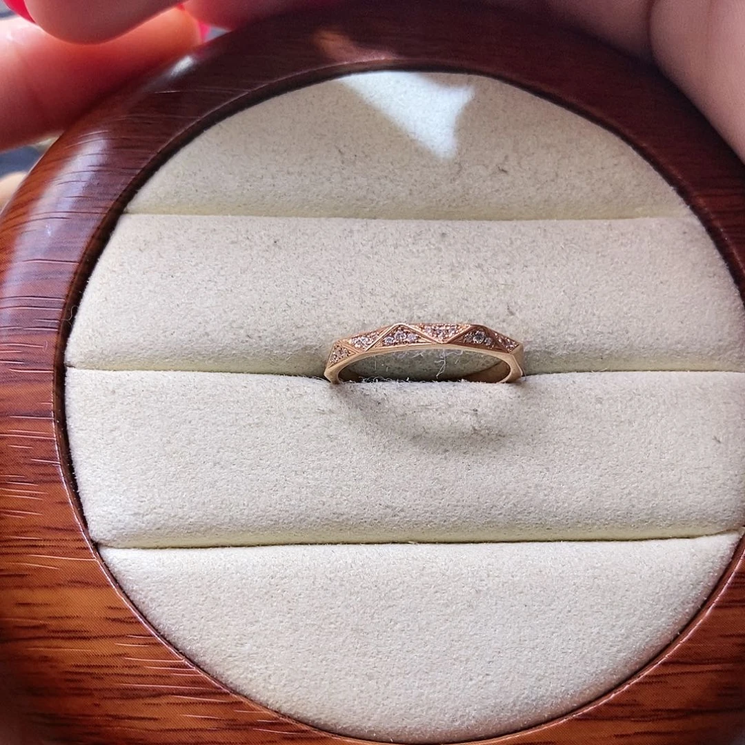 钻石戒指/指环18K金镶嵌几何图戒指k玫14