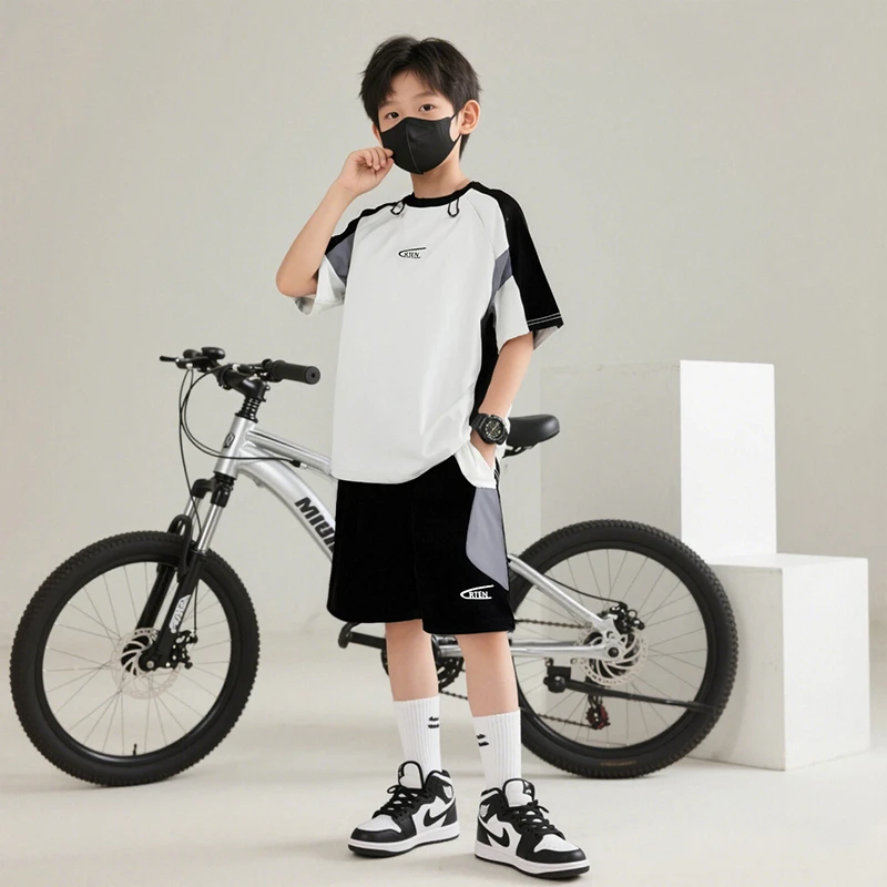 儿童运动服套装男童夏季冰感速干衣男孩中大童透气短袖裤子衣服