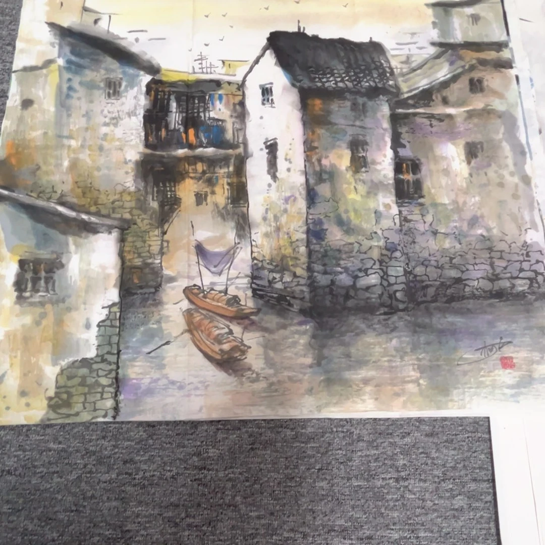 绿***兜国画绘画作品多次参加