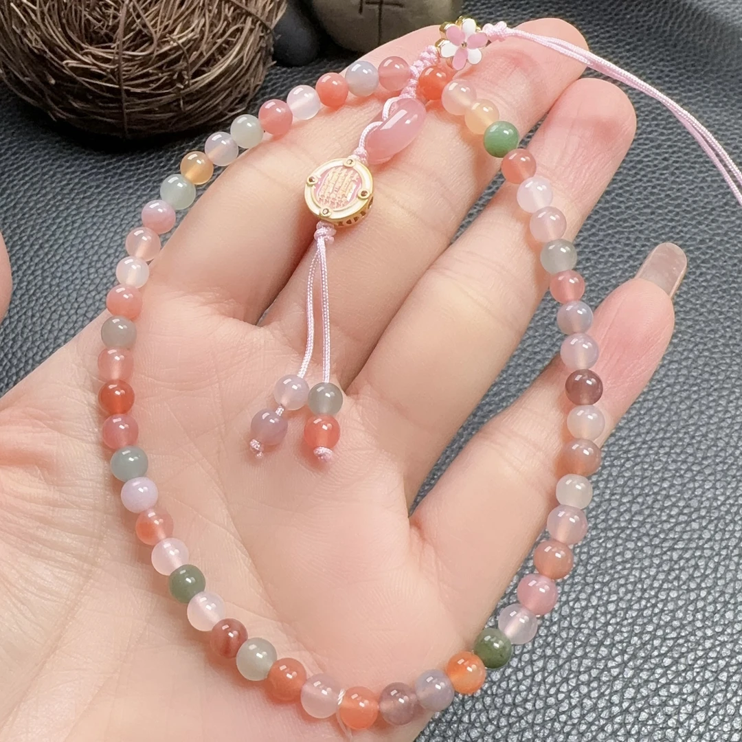 天然盐源玛瑙马卡龙色手机挂链