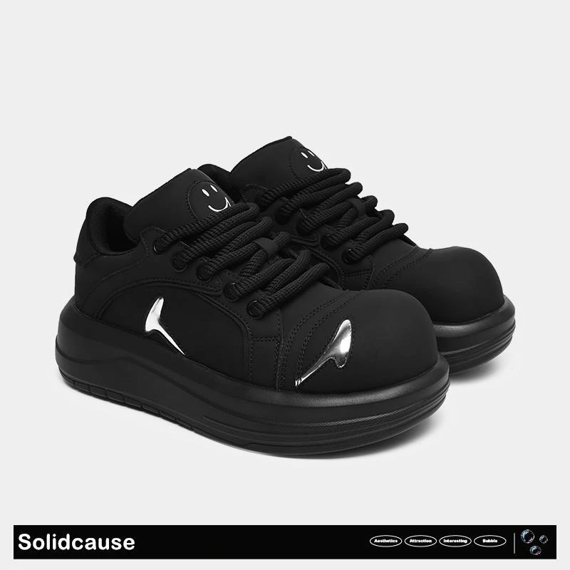 黑武士国潮小胖丁情侣面包鞋男2025春款增高厚底运动休闲板鞋女