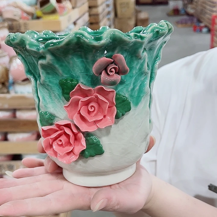 有孔，凑10元包邮陶瓷花盆发货！