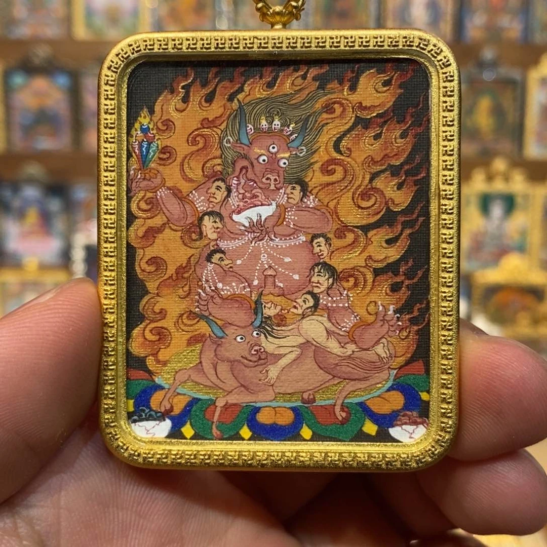 吊坠彩绘阎魔敌小唐卡纯手绘