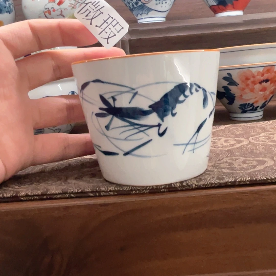 釉下手绘茶具微瑕