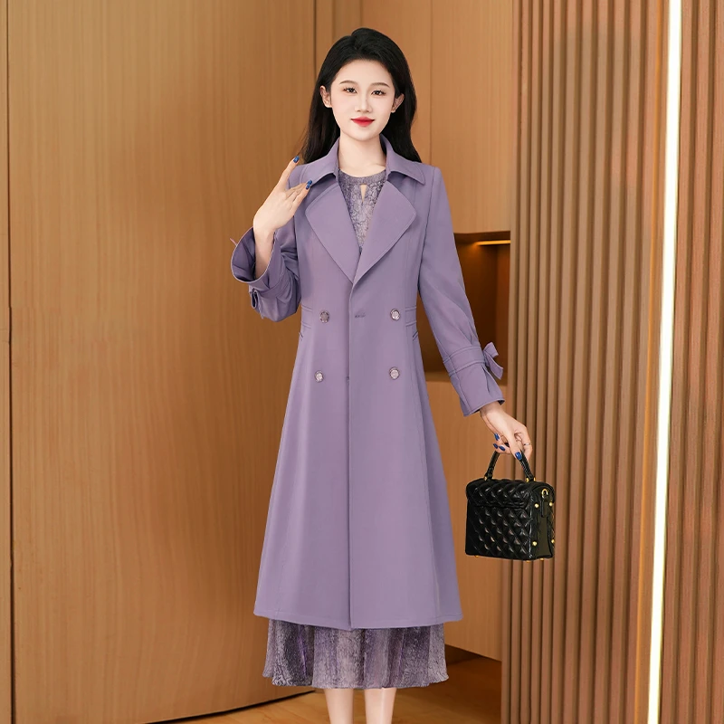 优雅新款气质时尚大气减龄休闲收腰显瘦韩版风衣外套中长款DL0658