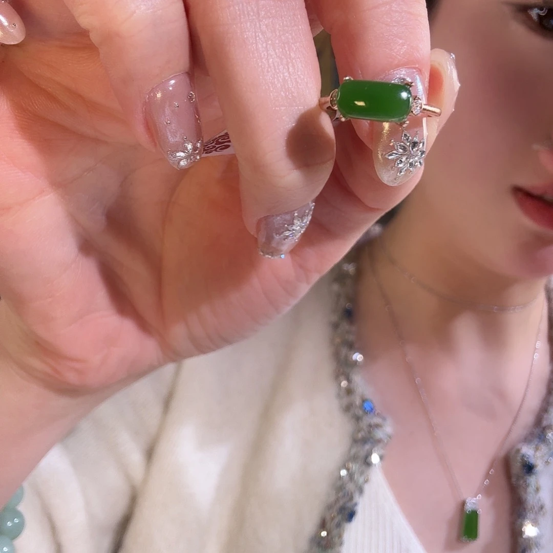 和田玉银S925镶嵌戒指