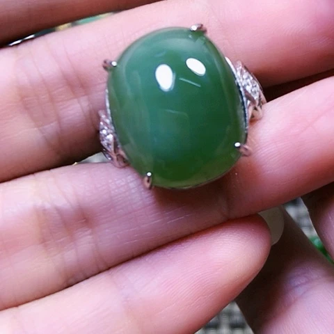 和田玉银S925镶嵌戒指