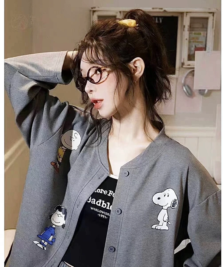 春秋款卡通可爱开衫休闲舒适家居服