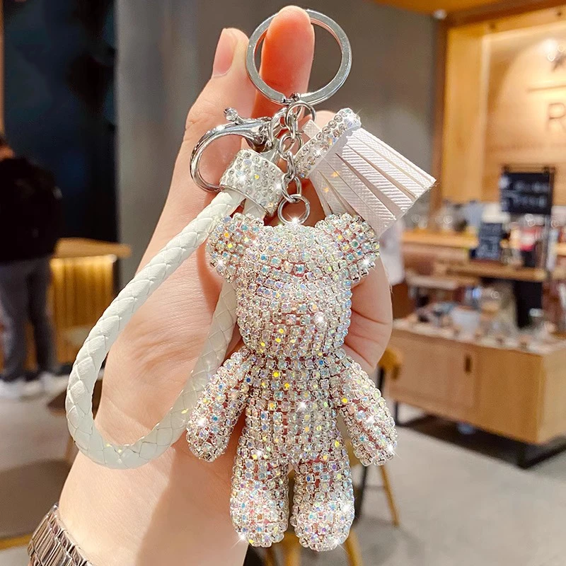 2025年新款高档镶钻小熊钥匙扣送女生闺蜜生日礼物包包挂件钥匙链