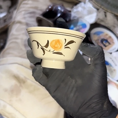 一***梨瓷片国营厂库存高足杯