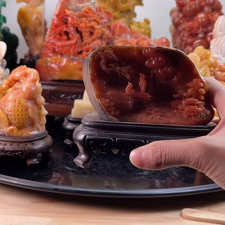 田黄石香山雅聚摆件