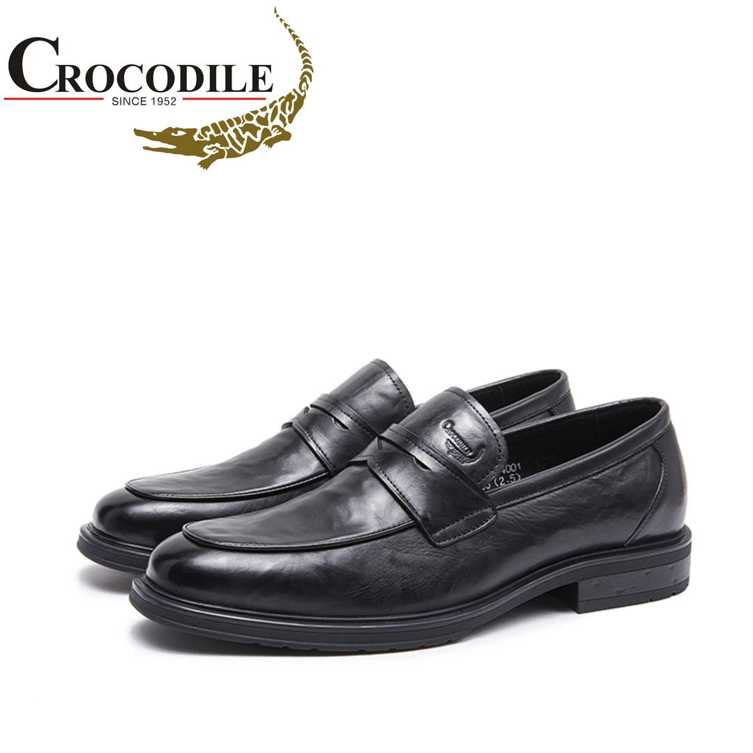 【鳄鱼恤】男鞋2025新款商务休闲皮鞋乐福鞋一脚蹬鞋TME3004001