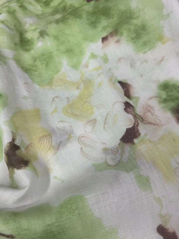 春夏国风晕染 清雅的绿色调 21支纯苎麻面料 做小衫连衣裙门幅140