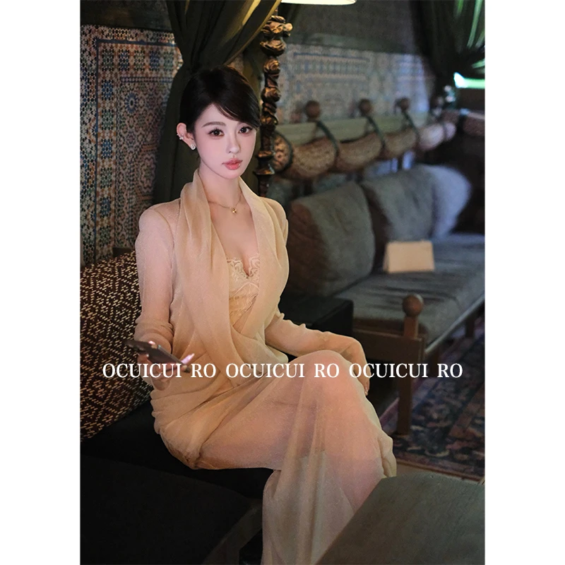 CUI CUI 崔崔【山雾竹影】纯欲风优雅松弛交叉荡领围裹式半裙套装女