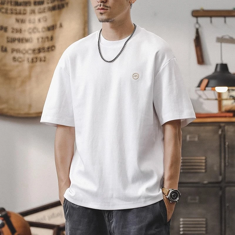 美式复古250g重磅男士短袖t恤夏季2025潮流宽松大码男装半袖体恤
