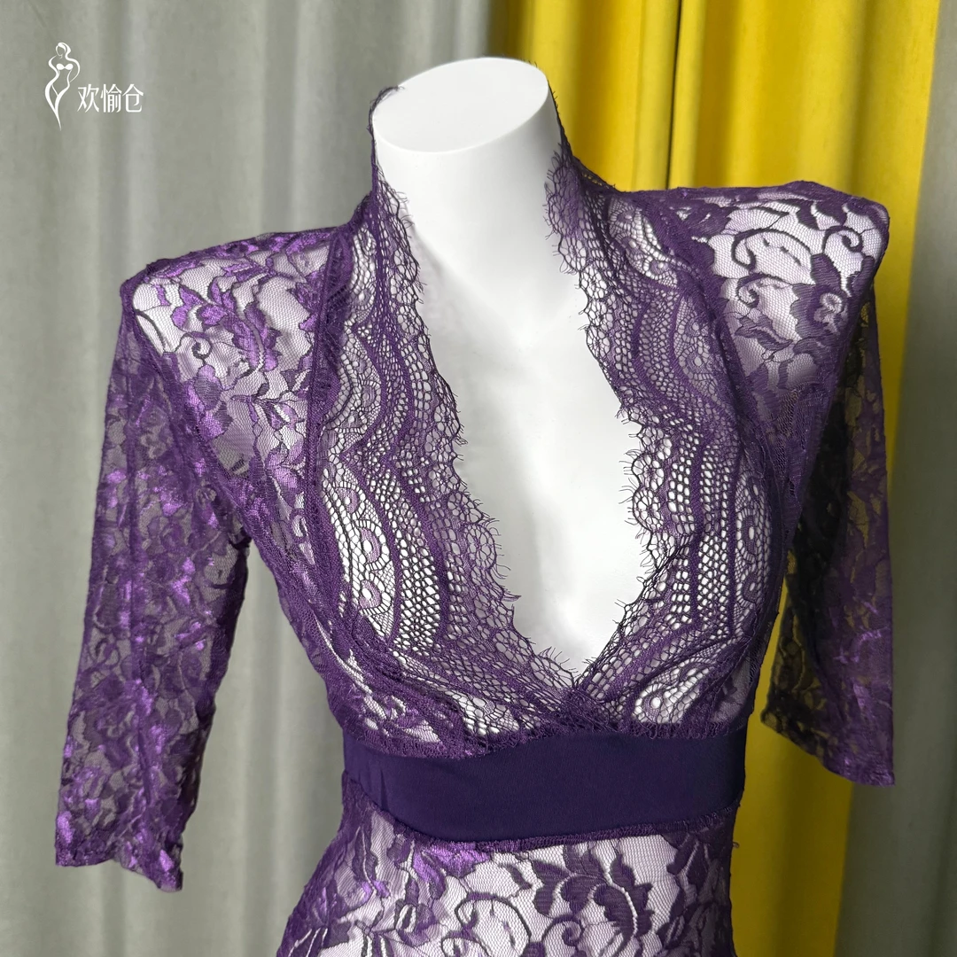 【欢愉仓】紫色蕾丝睡裙